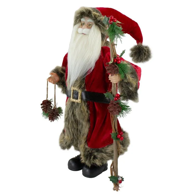 18" Standing Old World Santa Claus with Walking Stick