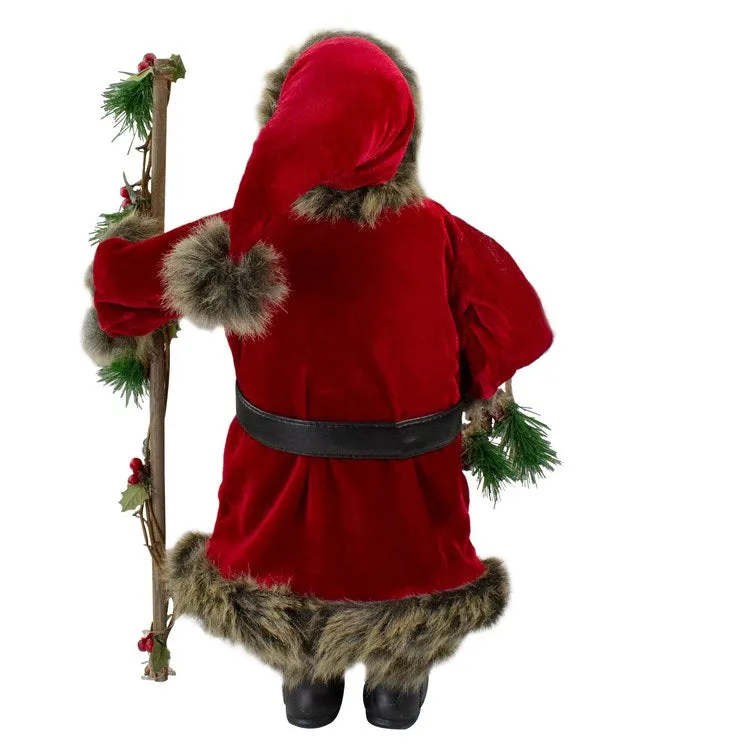 18" Standing Old World Santa Claus with Walking Stick