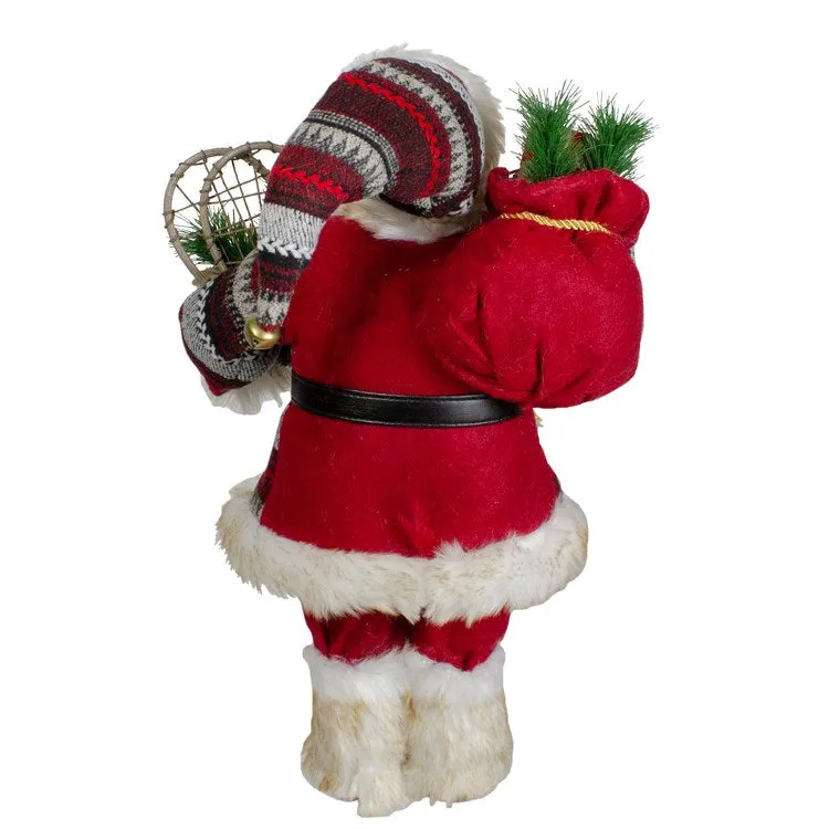 18" Standing Santa Christmas Figurine with Snow Shoes and Fur Boots