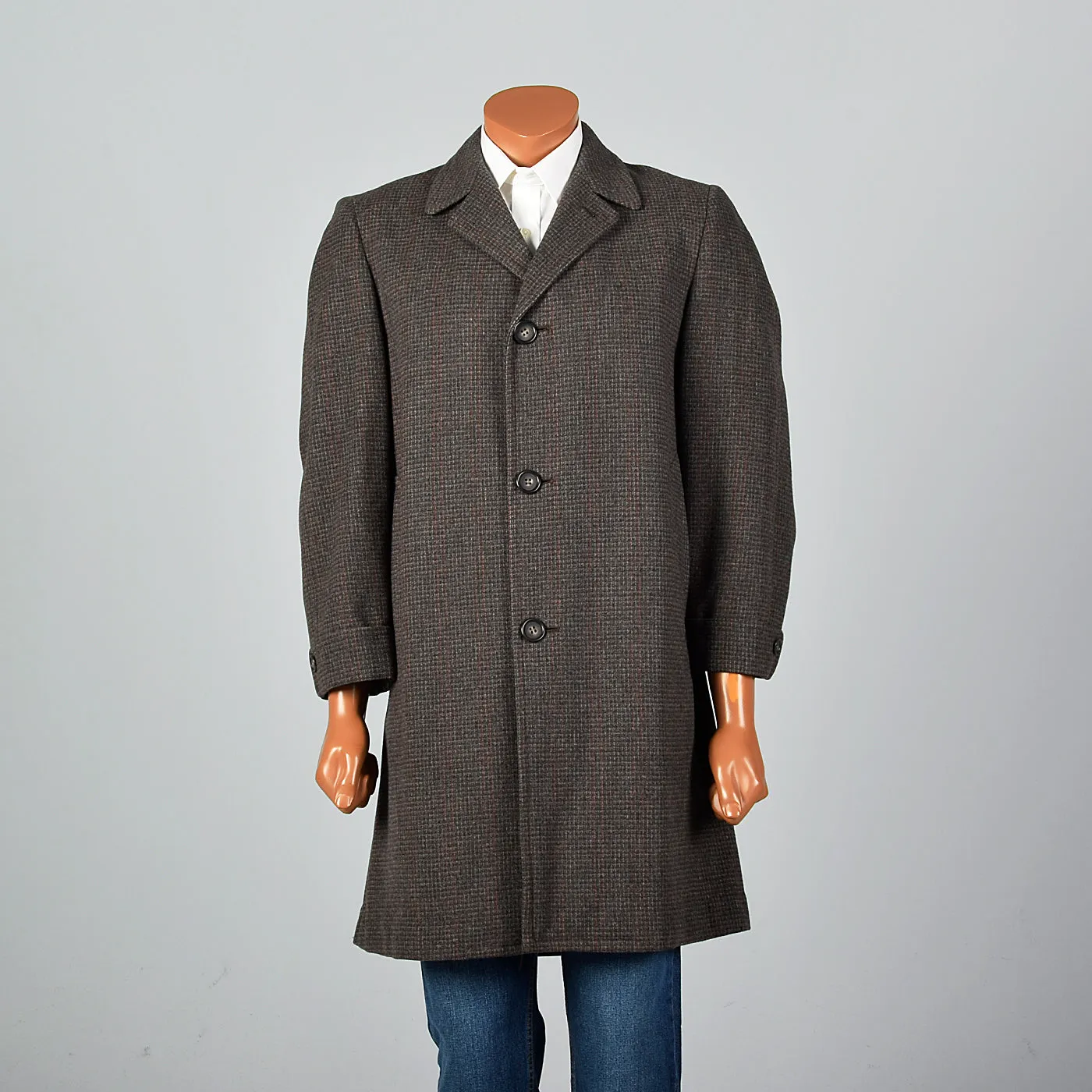 1950s St Clement Wool Coat Brown Plaid