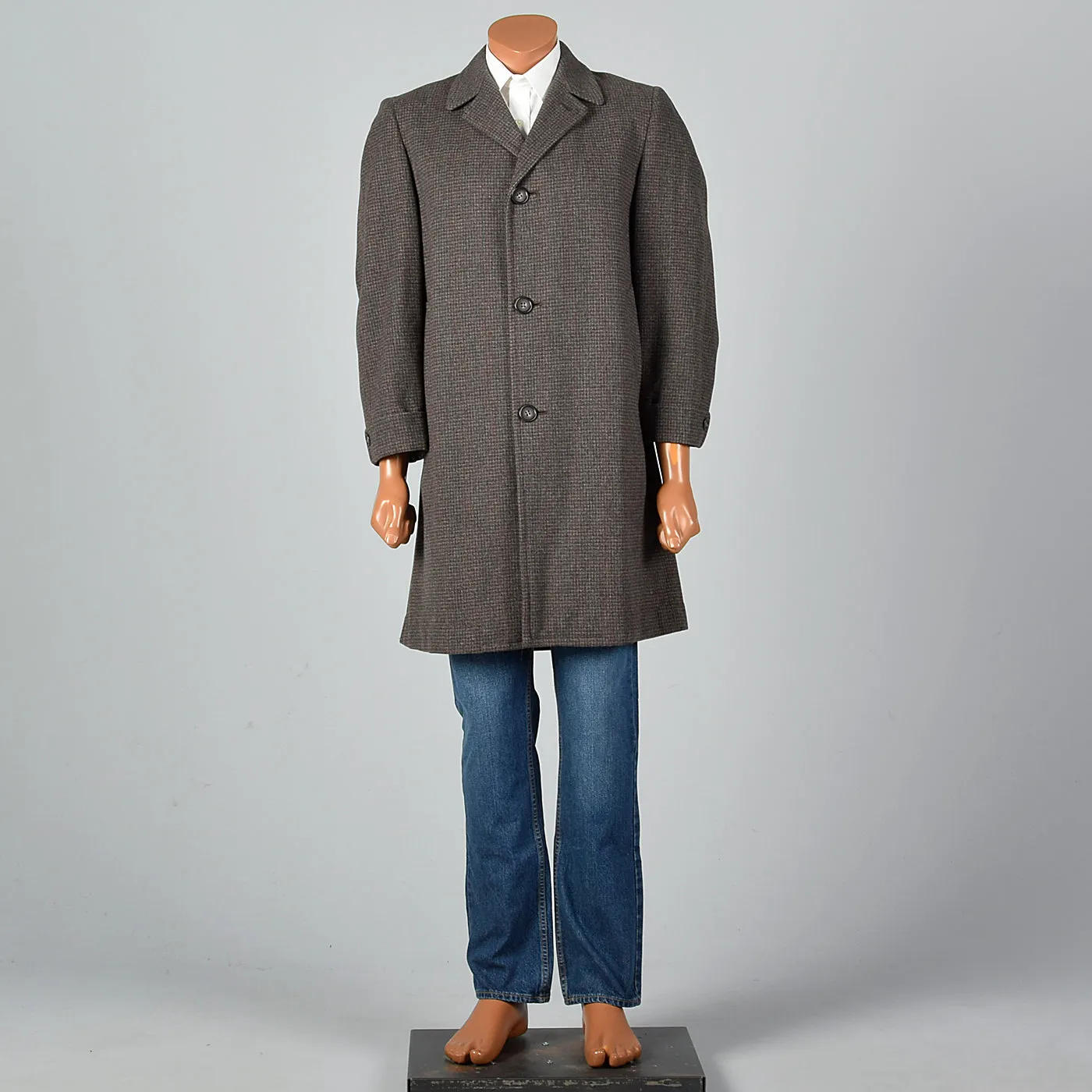 1950s St Clement Wool Coat Brown Plaid