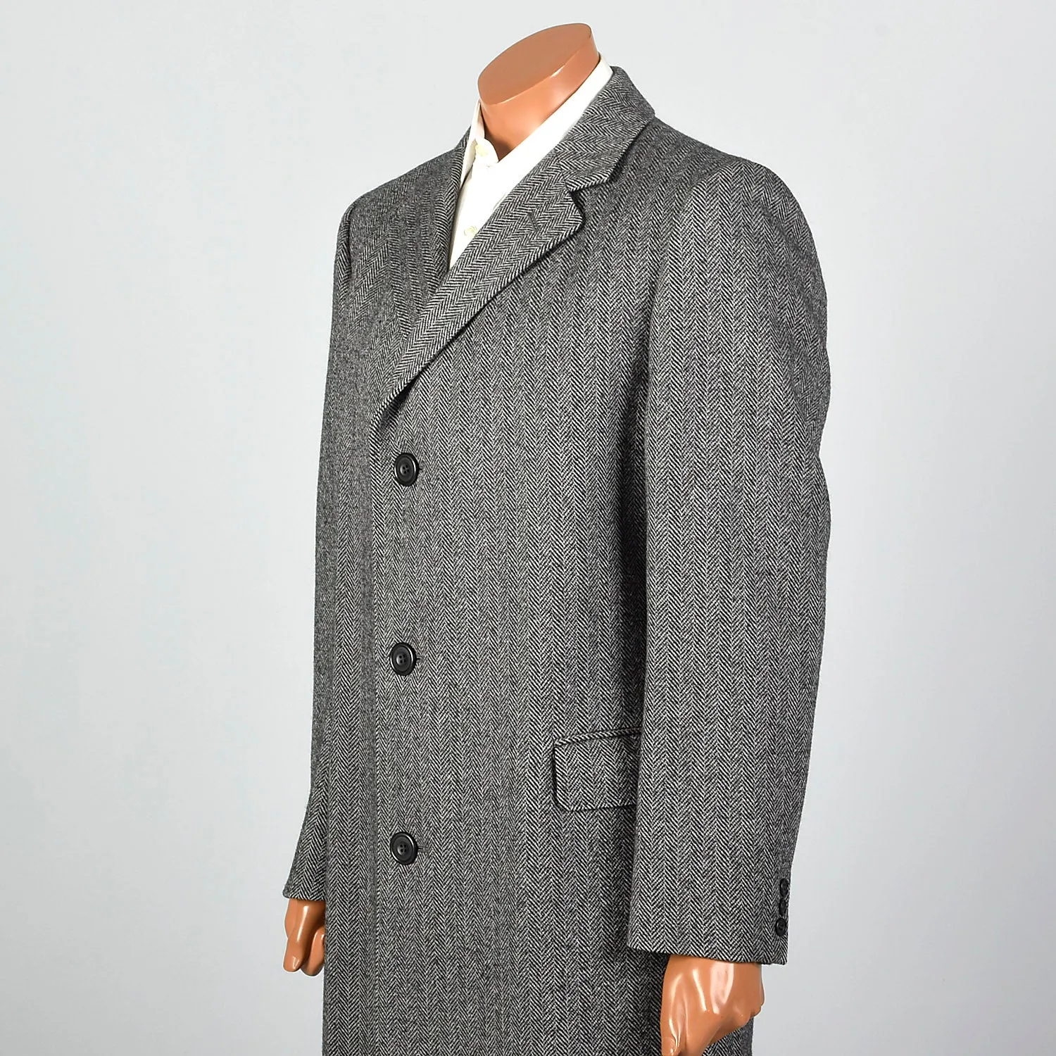 1970s Aquascutum Wool Tweed Gray Coat