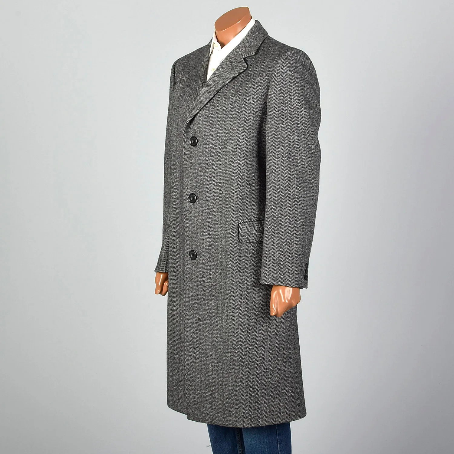 1970s Aquascutum Wool Tweed Gray Coat