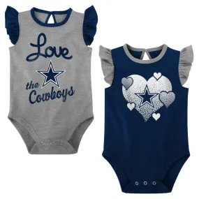 2-Pack Baby Girls Dallas Cowboys Short Sleeve Ruffled Bodysuits