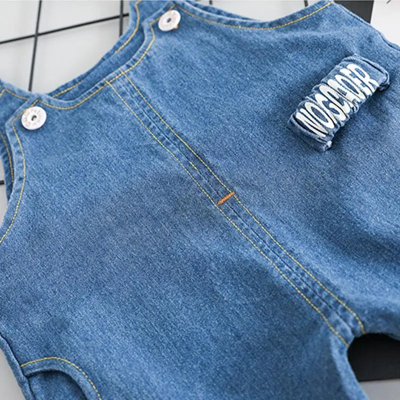 2-piece Solid Sweatshirt & Denim Dungarees for Toddler Boy Wholesale children's clothing