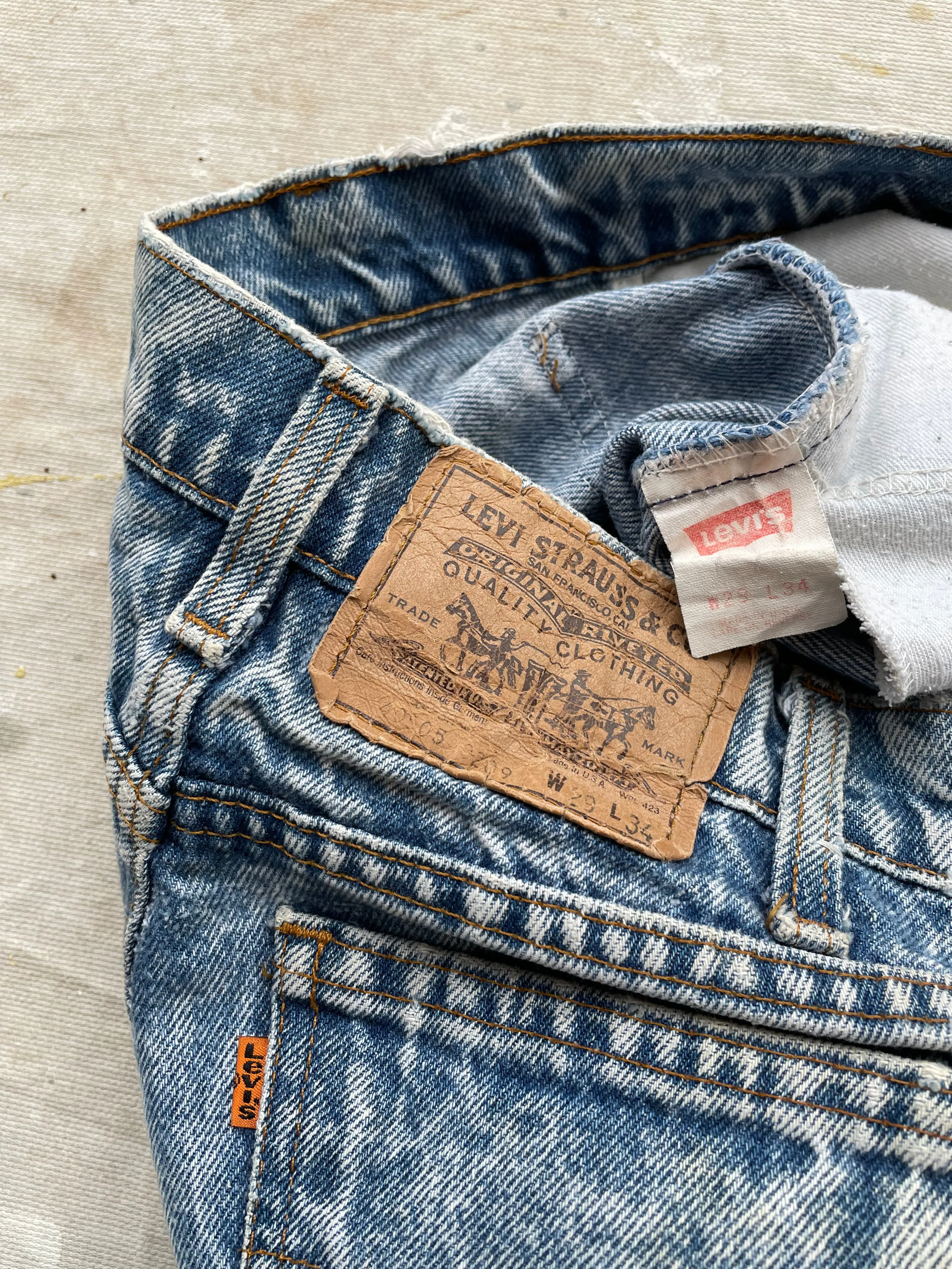 80's Levi’s 505 Orange Tab Acid Wash Jeans—[28x33]