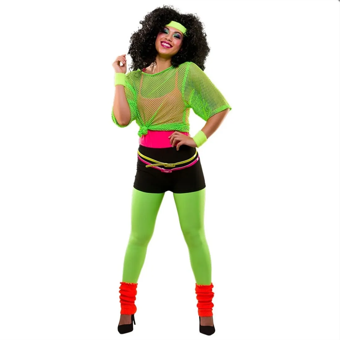 80s Neon Hot Pants Fancy Dress Costume Halloween Disco Shorts