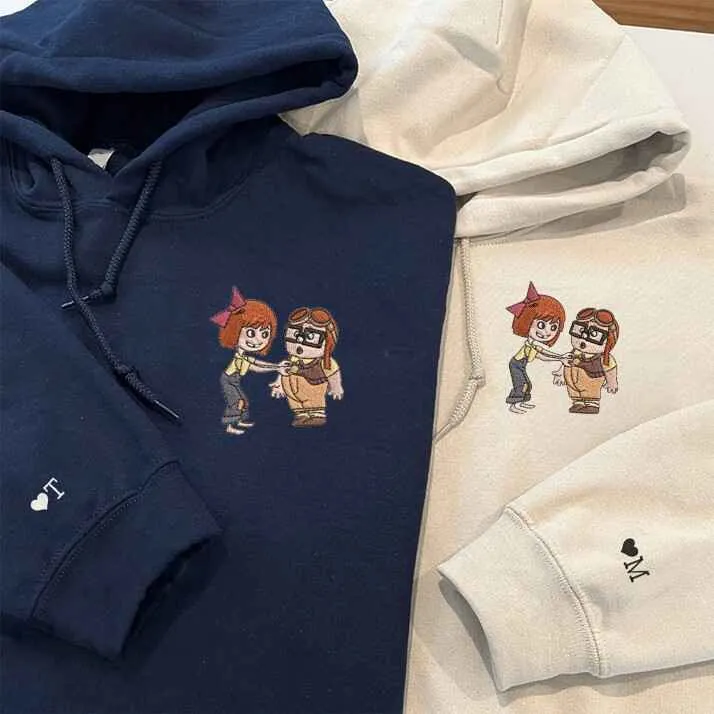 Adventurous Couple Matching Hoodies - Custom Embroidered Sweatshirts For Couples