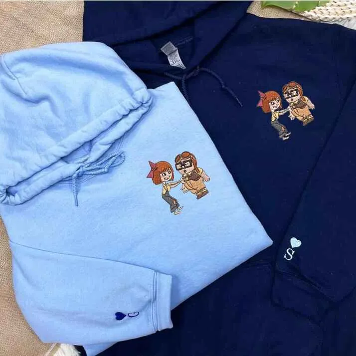 Adventurous Couple Matching Hoodies - Custom Embroidered Sweatshirts For Couples