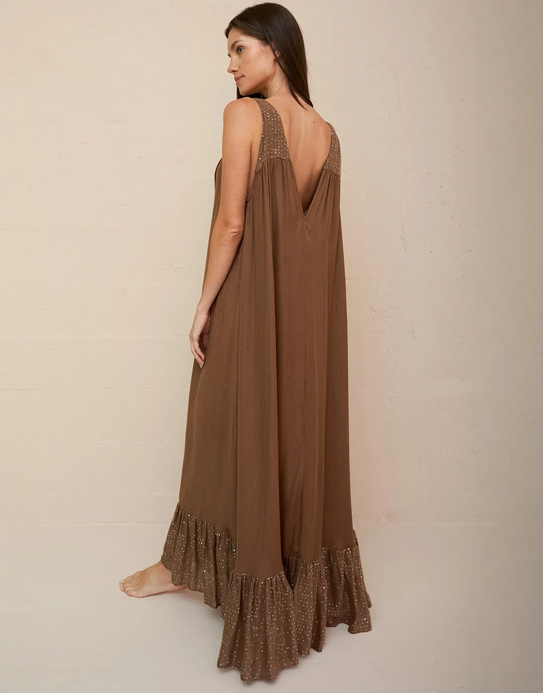 Aliyah V Neck Dress - Chocolate