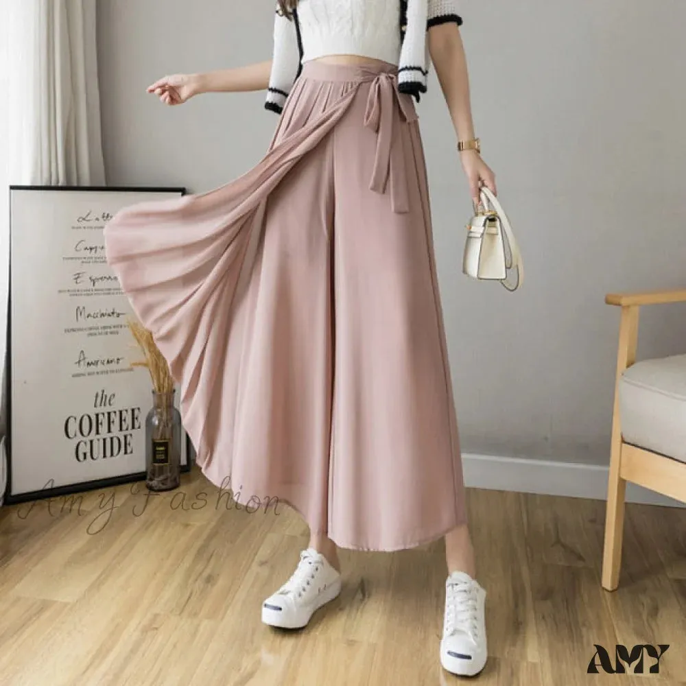 Amy Fashion - Pleated Chiffon Plus Size High Waist Skirt