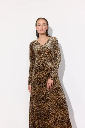 Angela Velour Dress - Leopard