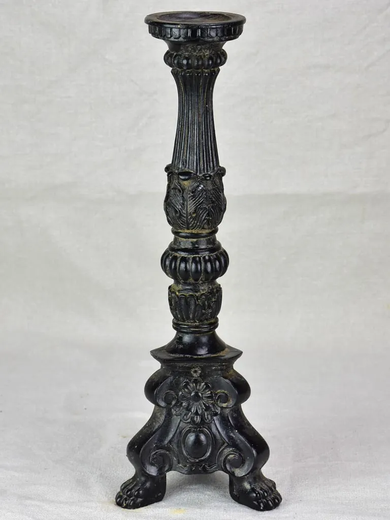 Antique candlestick with black paint finish 15¼"