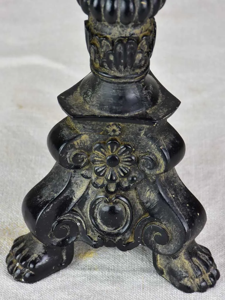 Antique candlestick with black paint finish 15¼"