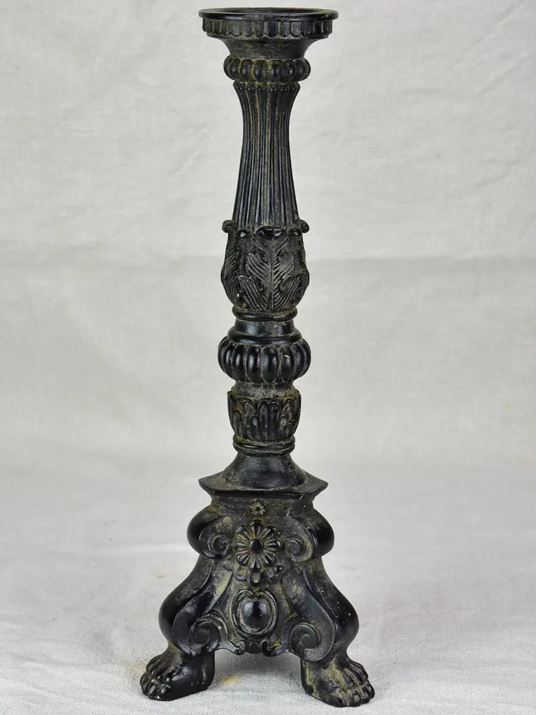 Antique candlestick with black paint finish 15¼"