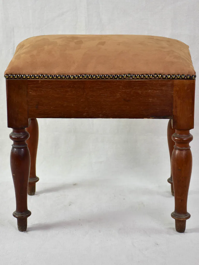 Antique French wooden stool with storage