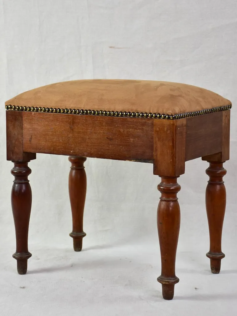 Antique French wooden stool with storage