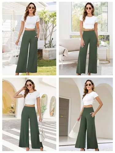 Arolina Women's Stretchy Wide Leg Palazzo Lounge Pants with Pockets Casual Comfy High Waist Palazzo Pants for Women Dressy