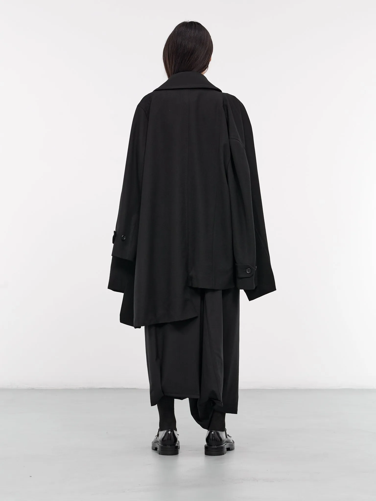 Asymmetric Draped Coat (GN-C001-051-BLACK)