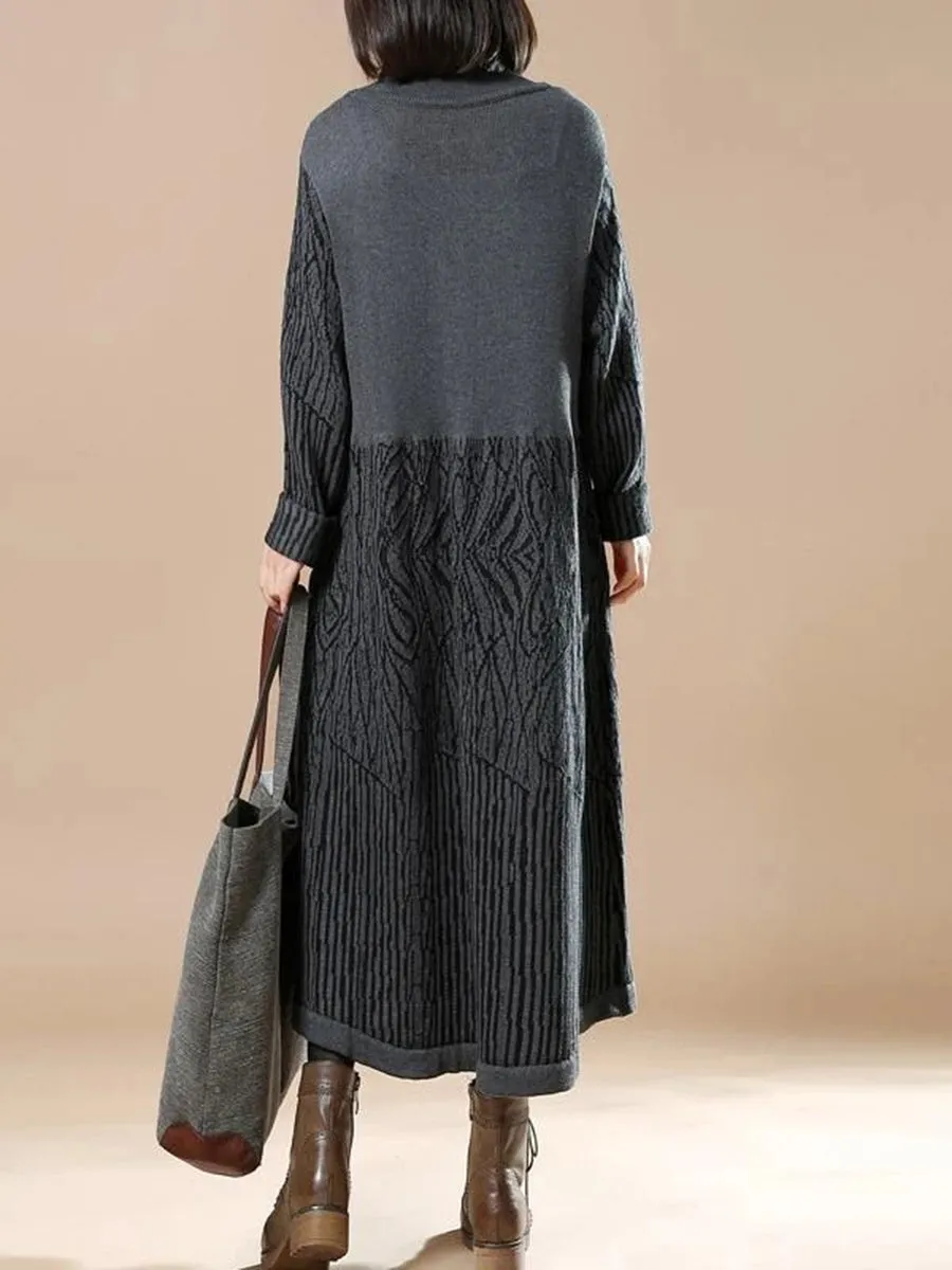 Autumn And Winter Ladies Knitted Turtleneck Sweater Dress