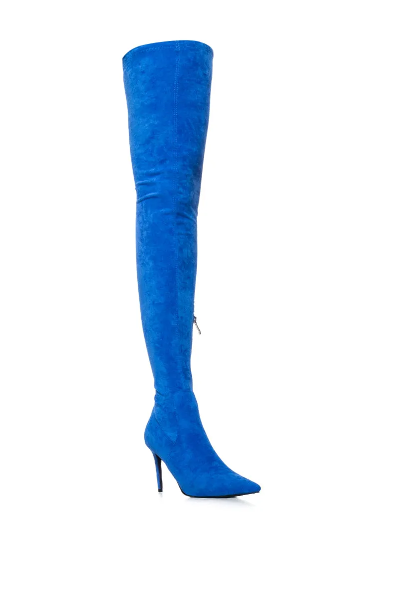 AZALEA WANG CONCOLOR BLUE SUEDE BOOT