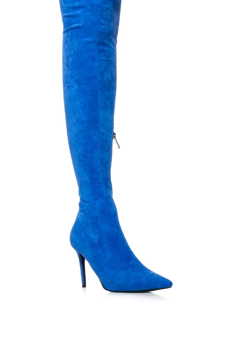 AZALEA WANG CONCOLOR BLUE SUEDE BOOT