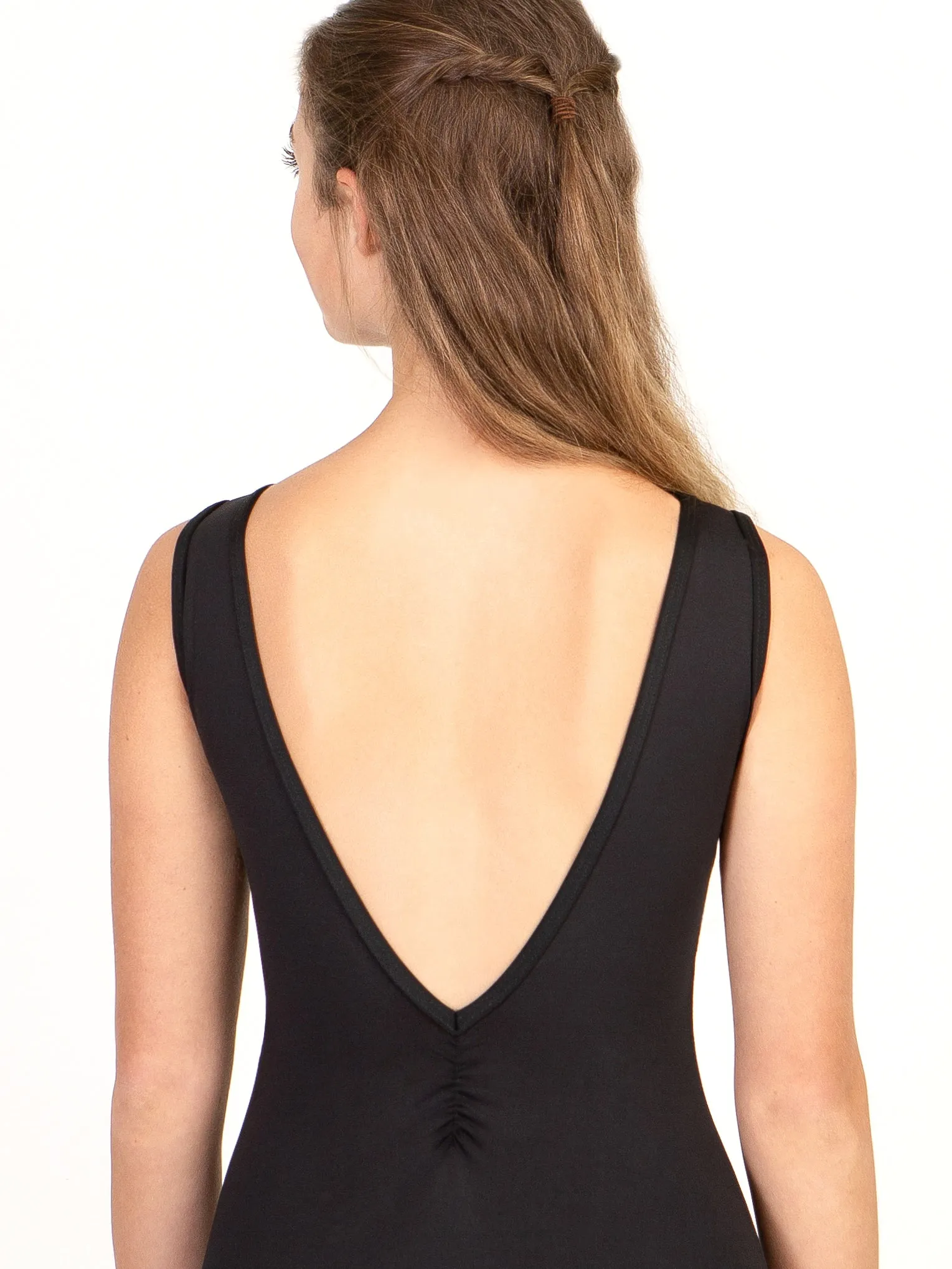 Bateau Neck Leotard with Low Pinch Back