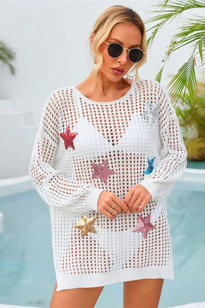 BEACH HOLLOWED FIVE POINT STAR LONG SLEEVE SMOCK_CWDSD3050