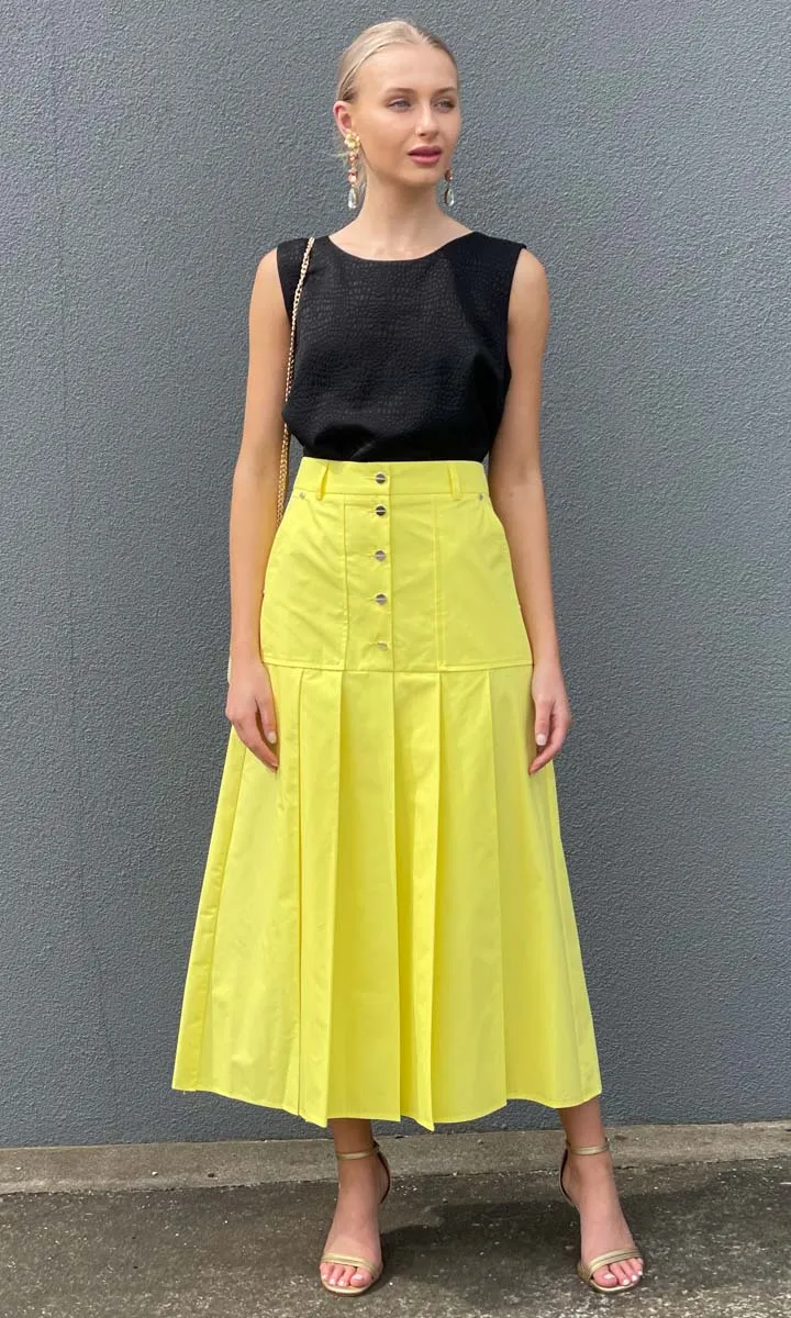 Beatrice B  Pleat Sun Skirt - Yellow