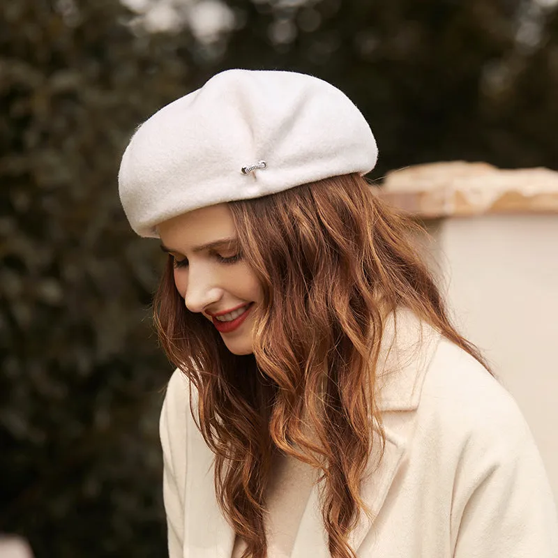 Beret wool hat female autumn and winter vintage painter hat big head circumference versatile warm hat