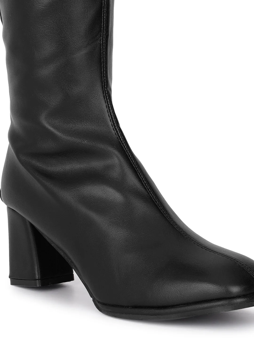 Black PU High-End-Fashion Stylish Long Boots (TC-RS3704-BLK)