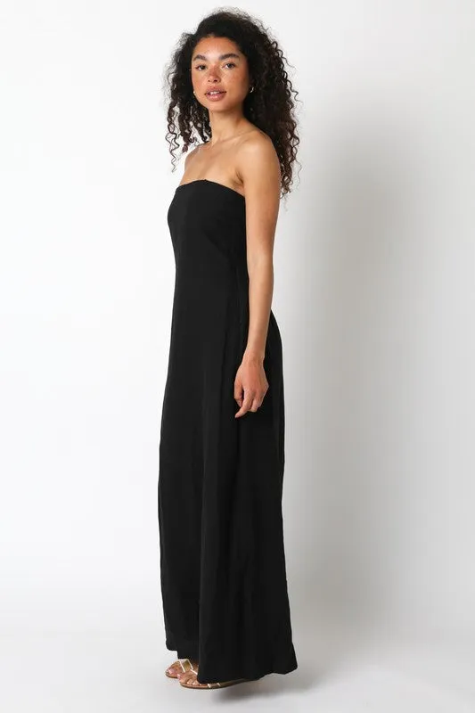 Blair Linen Maxi Dress- Black