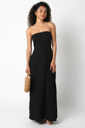 Blair Linen Maxi Dress- Black