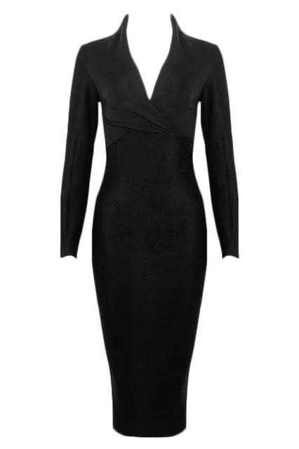 Blaire Long Sleeve Bandage Dress - Classic Black