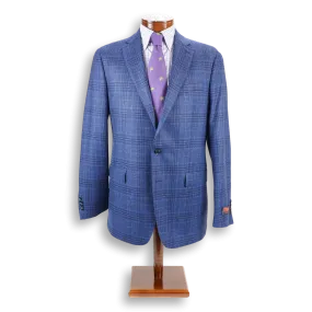 Blue Plaid Wool and Cashmere Blend Sport Coat