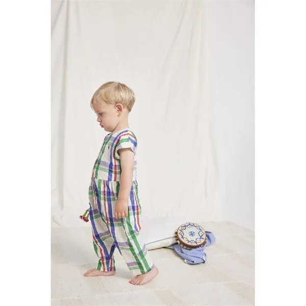 Bobo Choses Baby Madras Checks Woven Overall Short Sleeve Multicolor