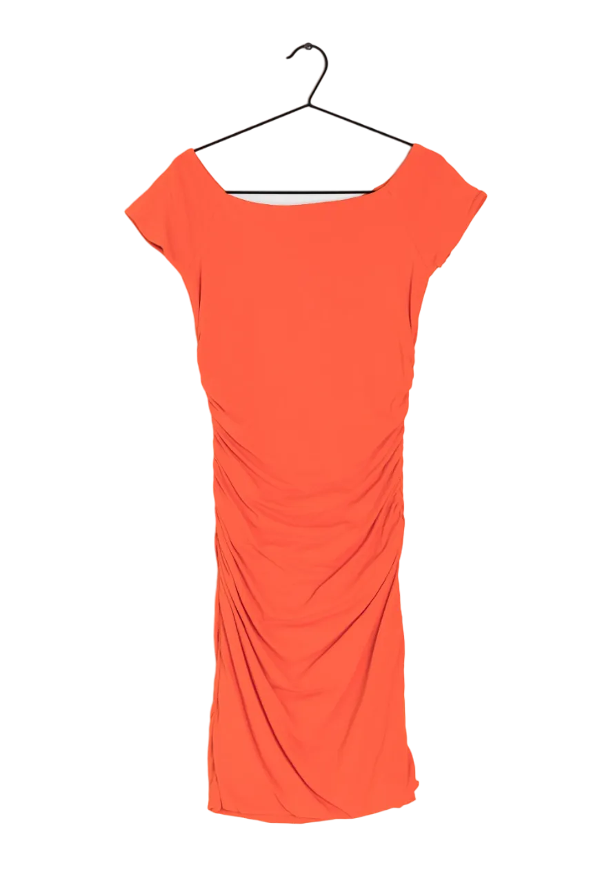 Boden Orange Ruched Bodycon Dress UK 8L