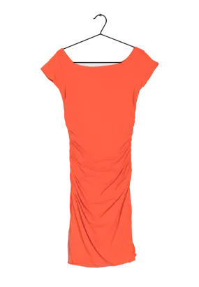 Boden Orange Ruched Bodycon Dress UK 8L