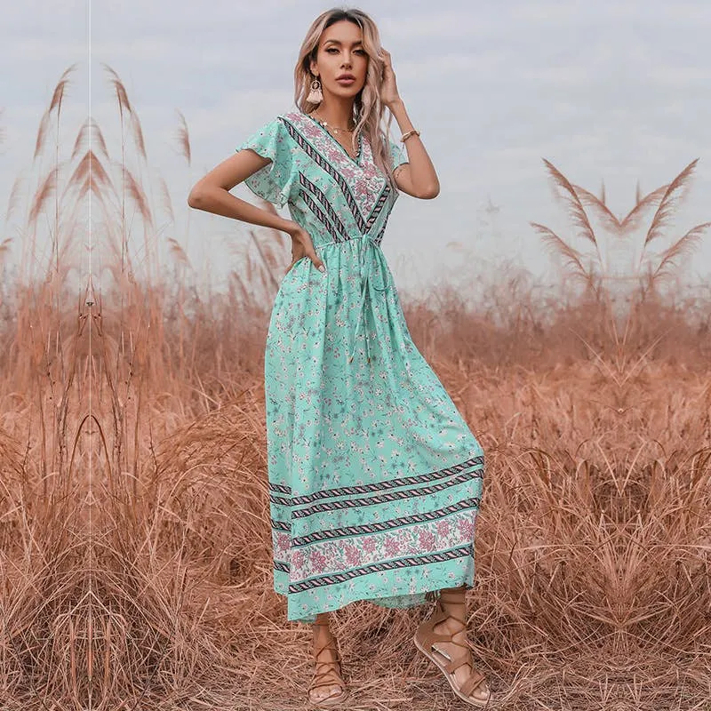 BOHO FROCK WITH RUFFLED SLEEVES_CWDMD1955