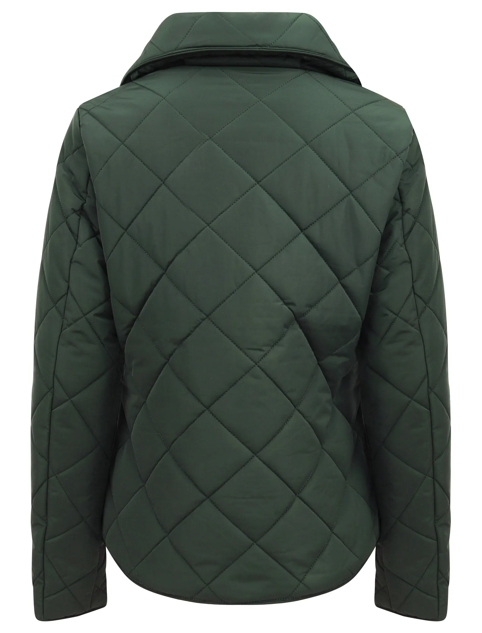 Braintree Funnel Neck Diamond Quilted Puffer Jacket In Dark Green - Tokyo Laundry