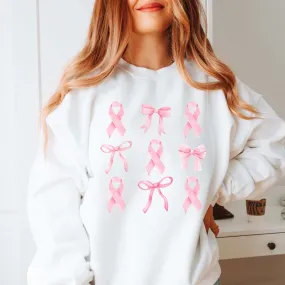 Breast Cancer Awareness Ribbon Bow Wholesale Collage Graphic Sweatshirt - Quick Shipping