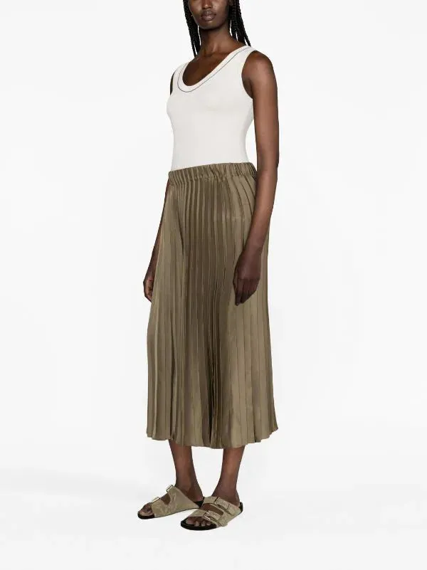 Brunello Cucinelli Women's Pleated Skirt In Oliva Hunter Green