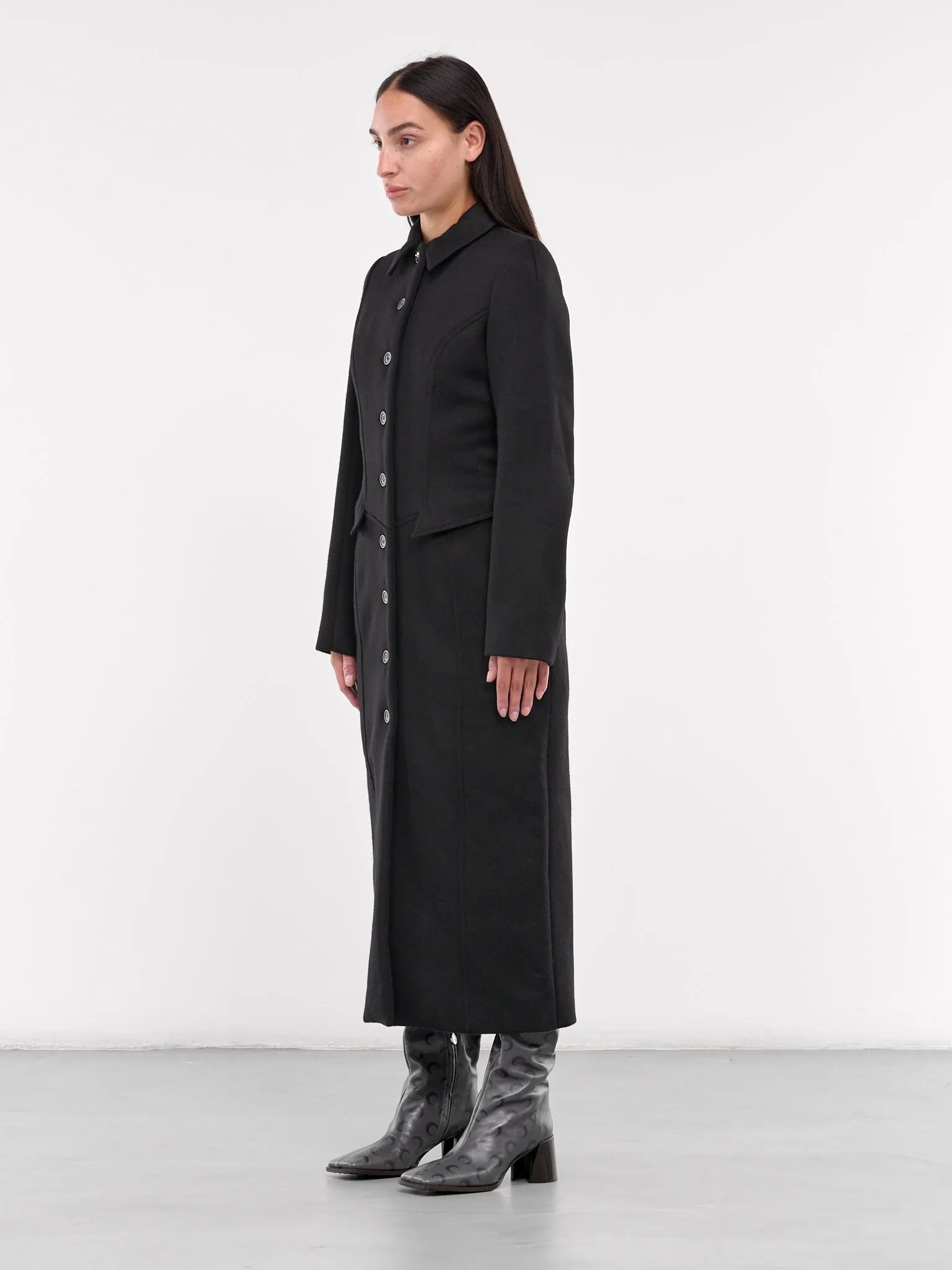 Brushed Wool Fitted Coat (WCO021A-RWOV0027-BLACK)