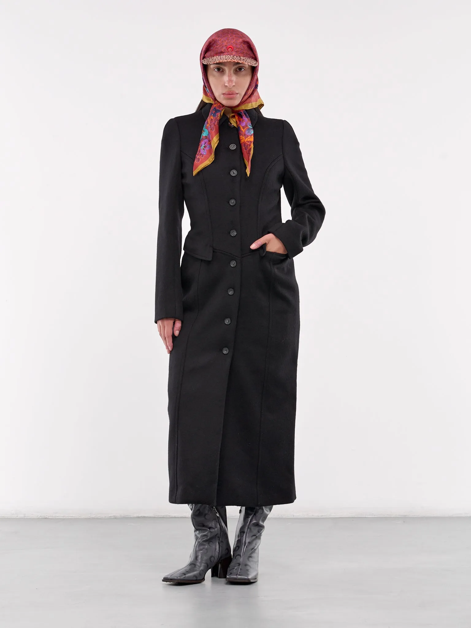 Brushed Wool Fitted Coat (WCO021A-RWOV0027-BLACK)