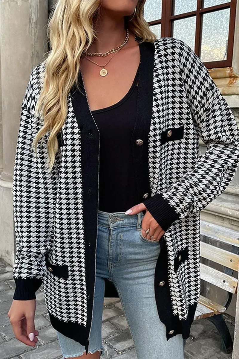 BUTTON CLOSURE PATTERNED CASUAL JACKET