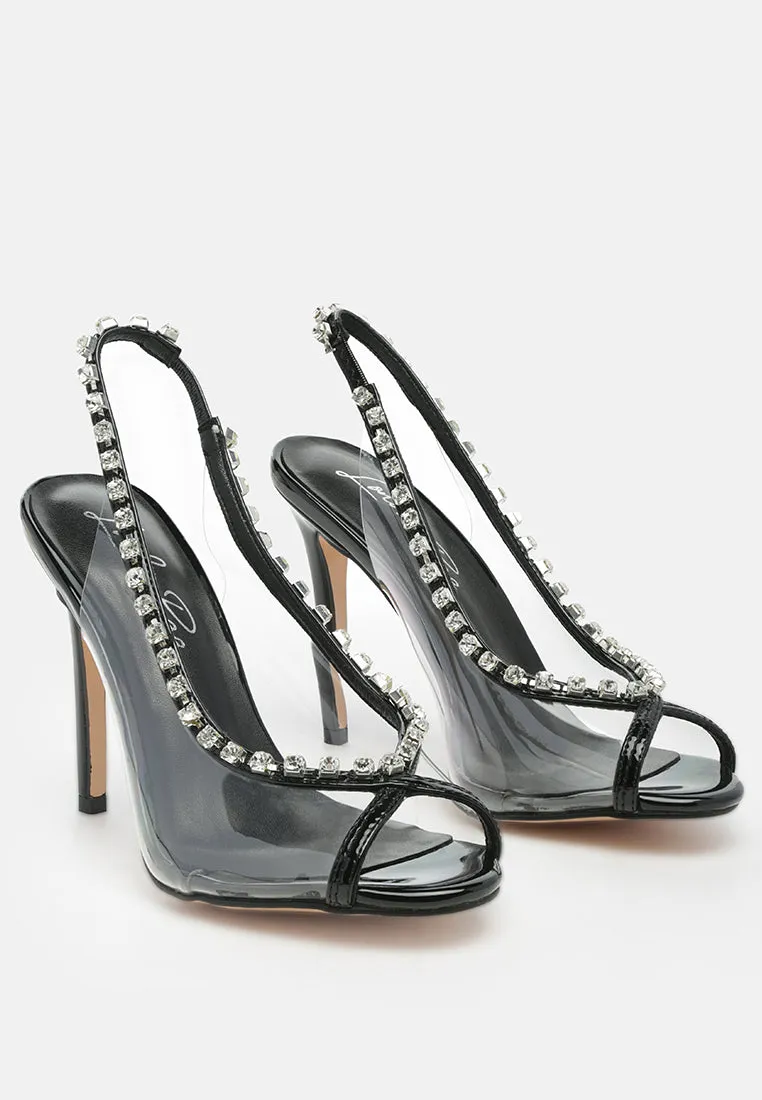 Camarine Clear Diamante Slingback High Heeled Sandals