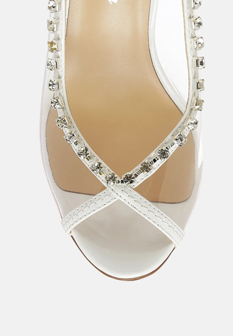 Camarine Clear Diamante Slingback High Heeled Sandals