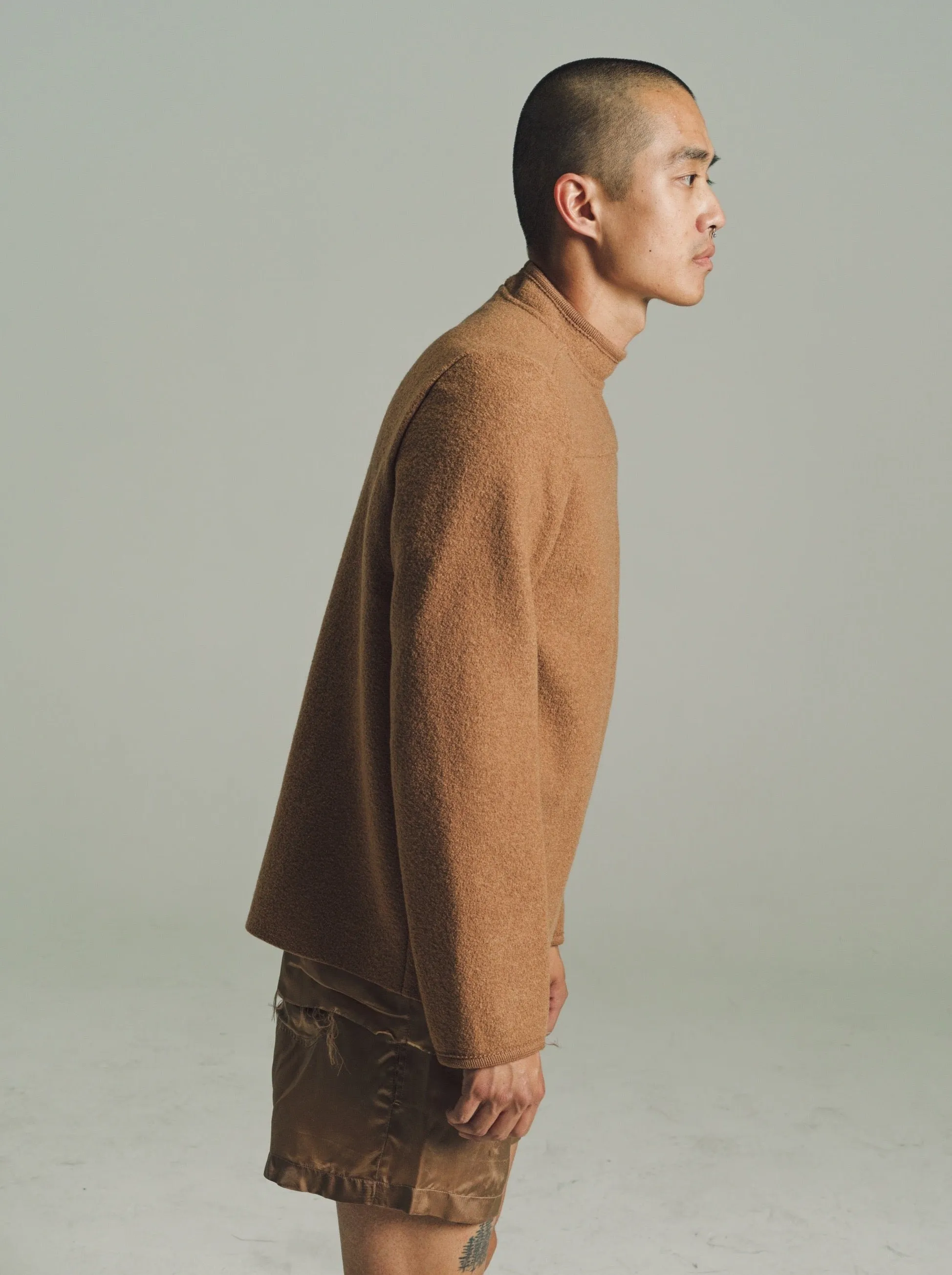 Camel Wool Long Sleeve Walker Top