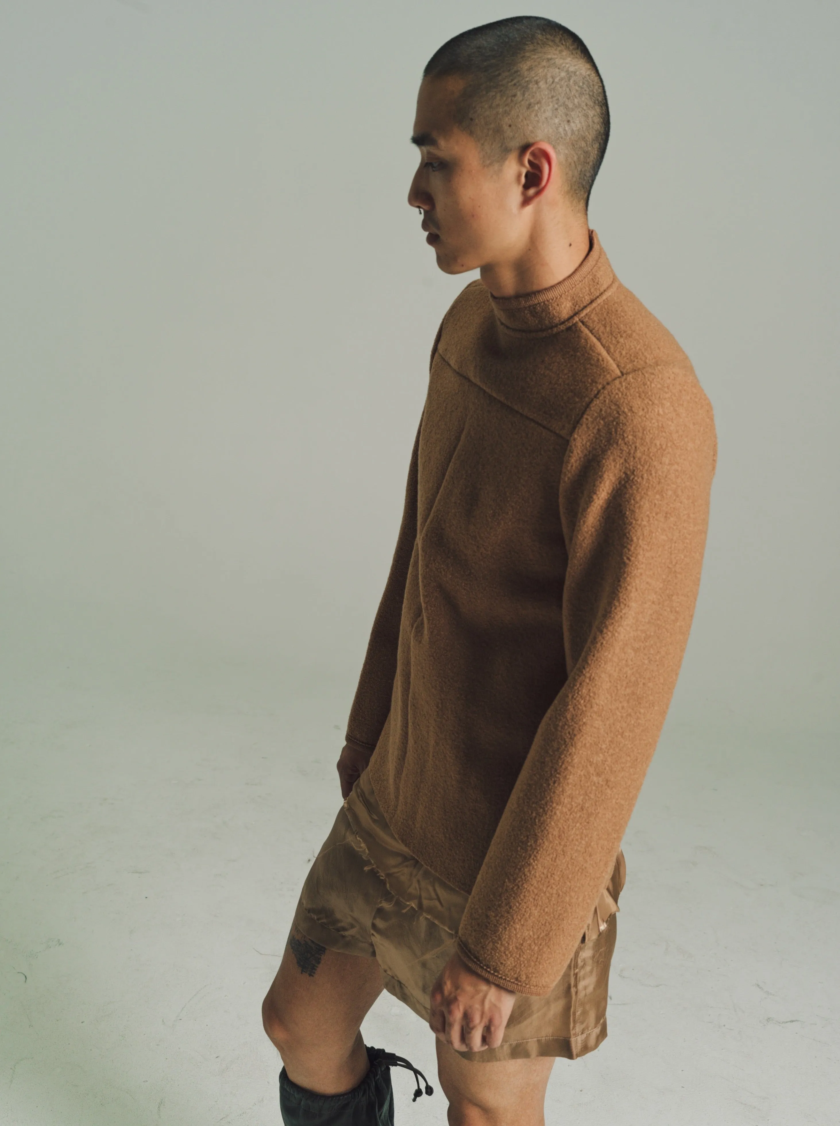 Camel Wool Long Sleeve Walker Top