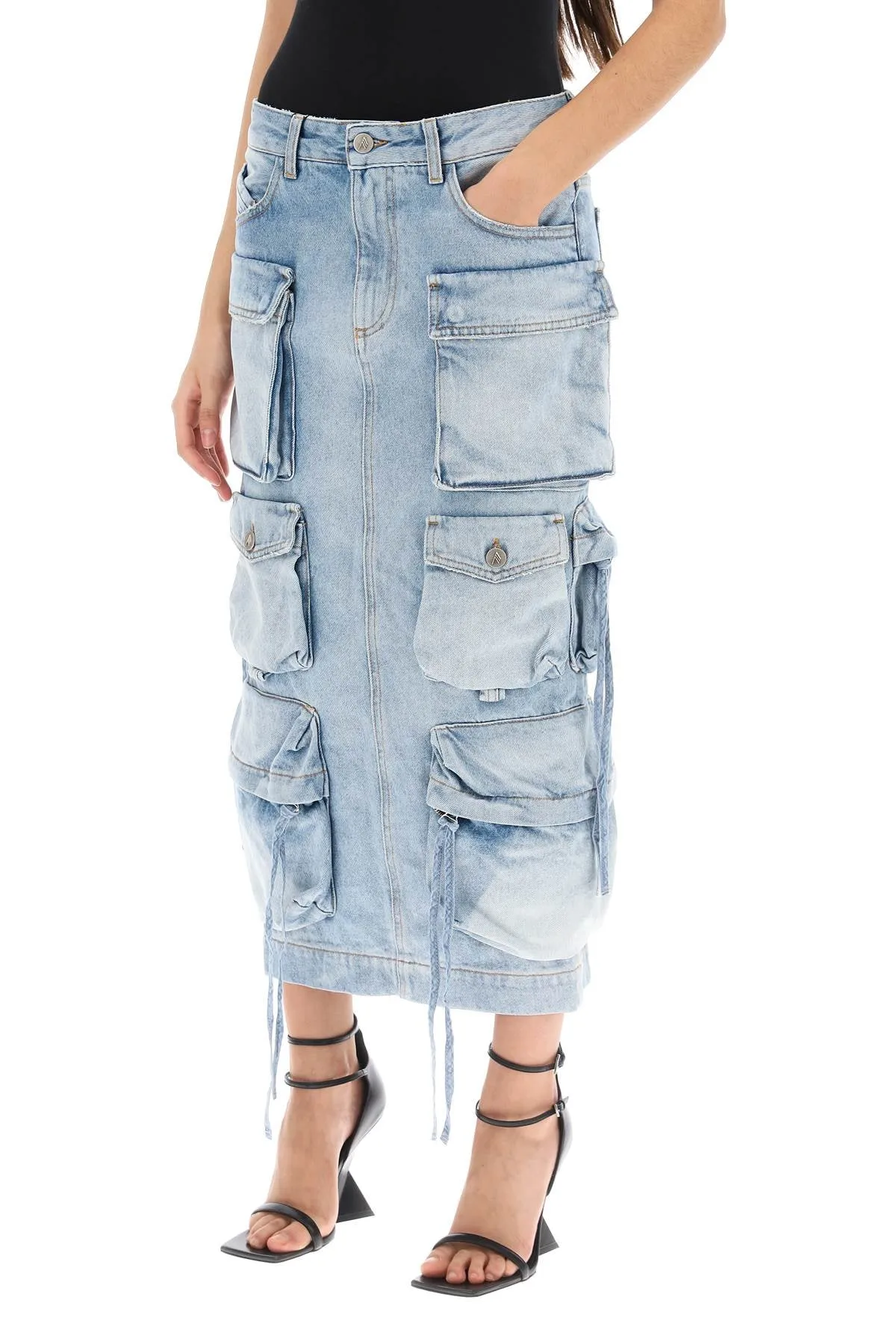 cargo denim skirt